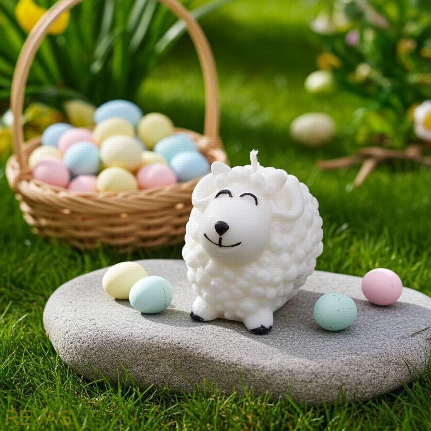 Svíčka OVEČKA rozměr 5,5 x 7 x 5,5 cm