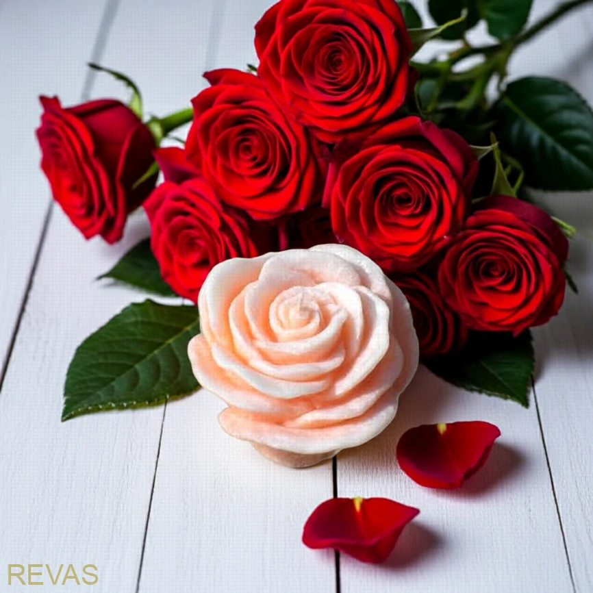 Svíčka růže velká, výška 8 cm palmový vosk