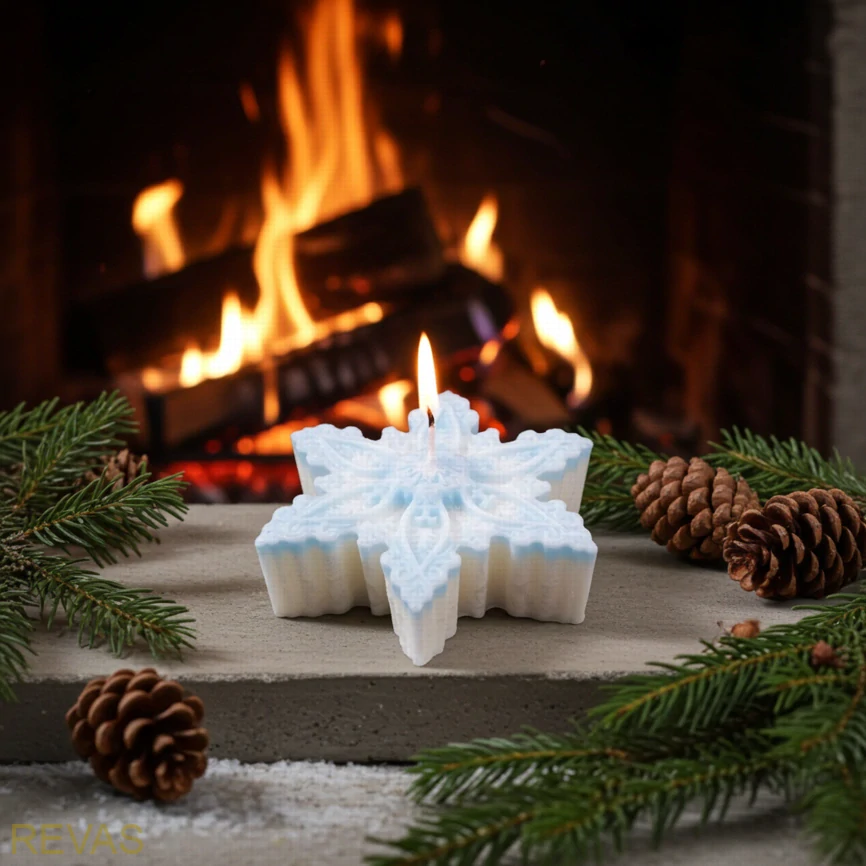 Svíčka sněhová vločka z palmového vosku 8 × 2,5 cm – vánoční dekorace