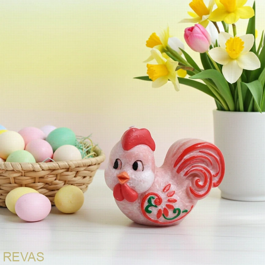 Svíčka kohoutek z palmového vosku 7,5 × 6,5 × 3 cm – velikonoční dekorace