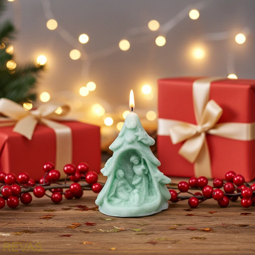 Svíčka stromeček betlém, výška 7 cm