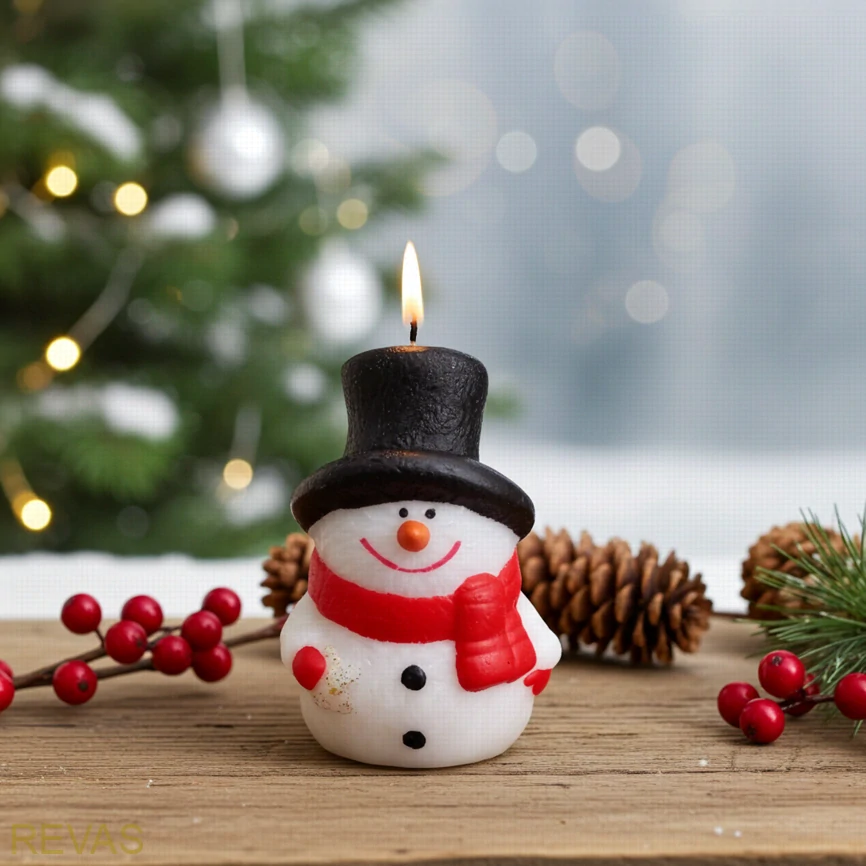 Svíčka veselý sněhuláček, výška 9,5 cm