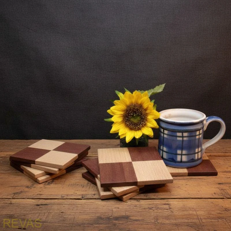 Dřevěný podtácek pod hrnek – 1 kus rozměr 9,5 x 9,5 cm