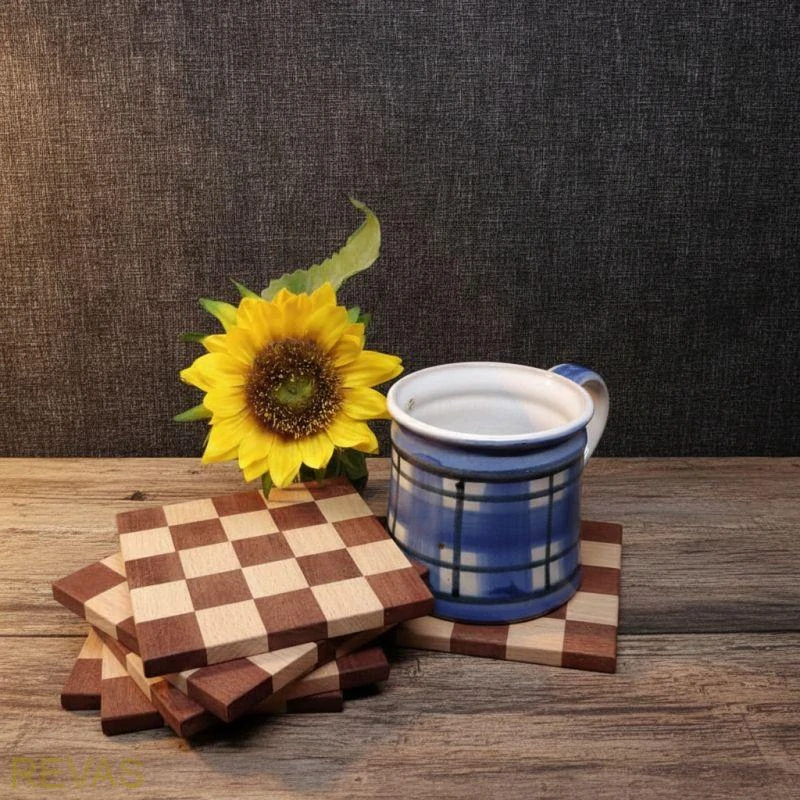 Dřevěný podtácek pod hrnek – 1 kus rozměr 9,5 x 9,5 cm