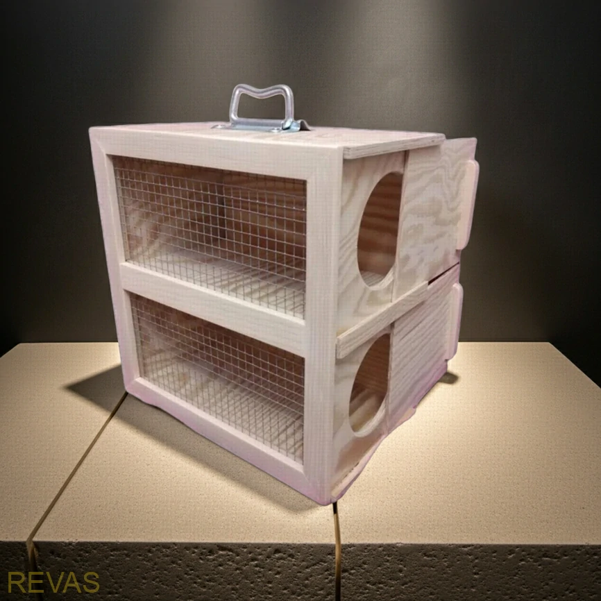 Dřevěná dvojpřepravka, přenoska pro ptáky, hlodavce, zakrslé králíky