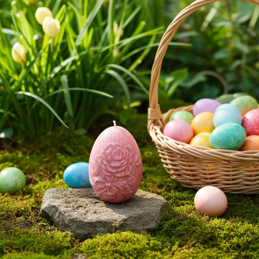 Svíčka velikonoční vajíčko KVĚTINA