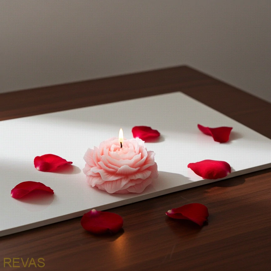 Ručně vyrobená svíčka pivonka z palmového vosku