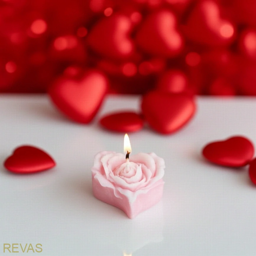 Svíčka Růže srdce z palmového vosku