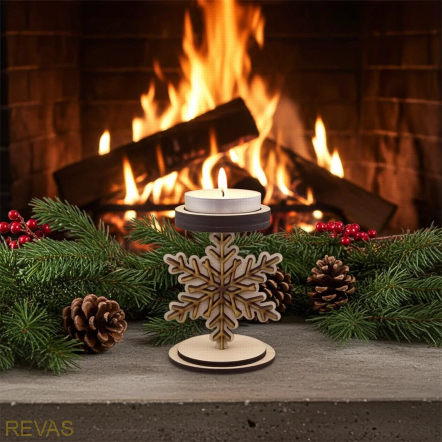 Dřevěný vánoční svícen z bukové překližky – originální vánoční dekorace