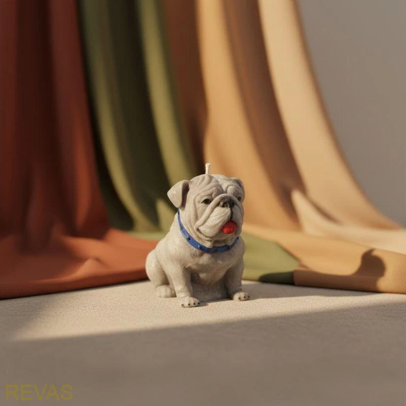 Svíčka Buldoček, výška 6,5 cm palmový vosk