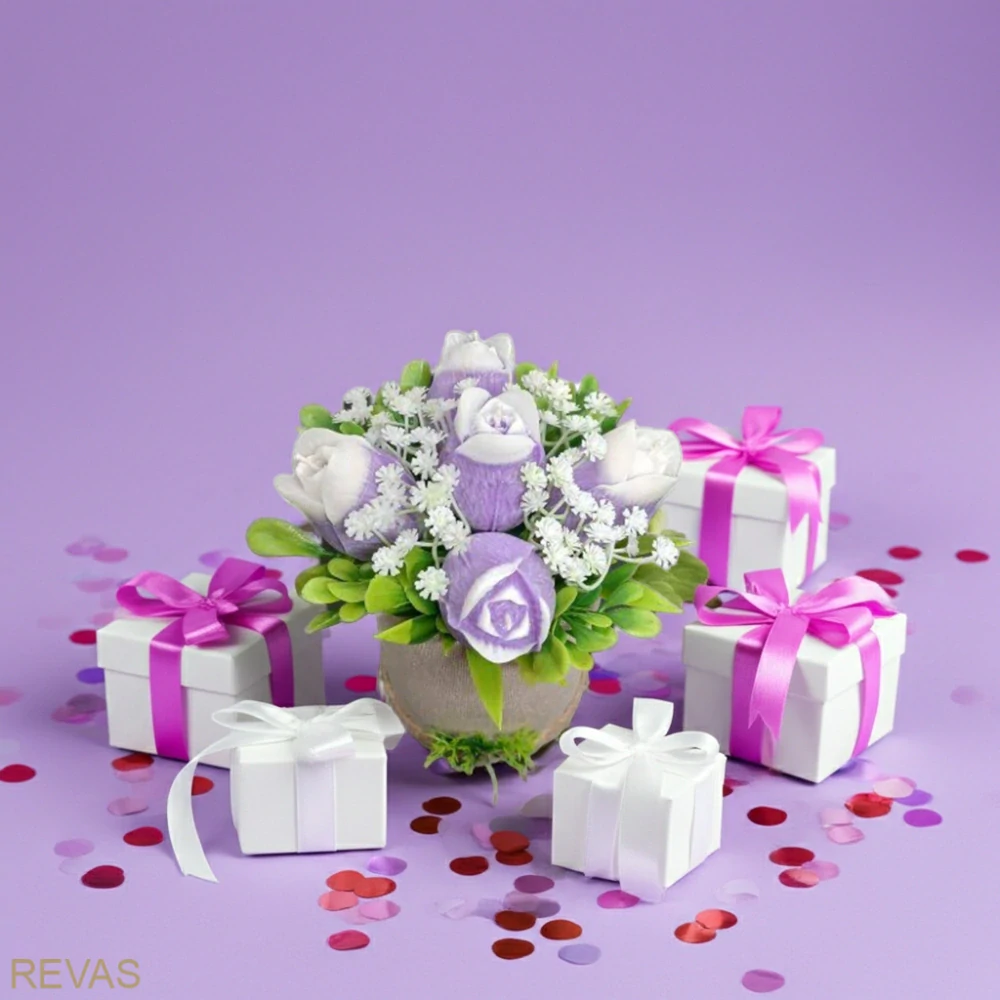 Dárková kytice tulipánů z palmového vosku – ručně vyráběné svíčky