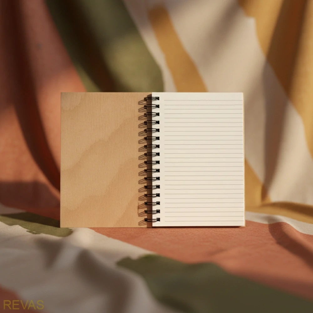 Zápisník s dřevěnými deskami a gravírováním pro paní učitelku 