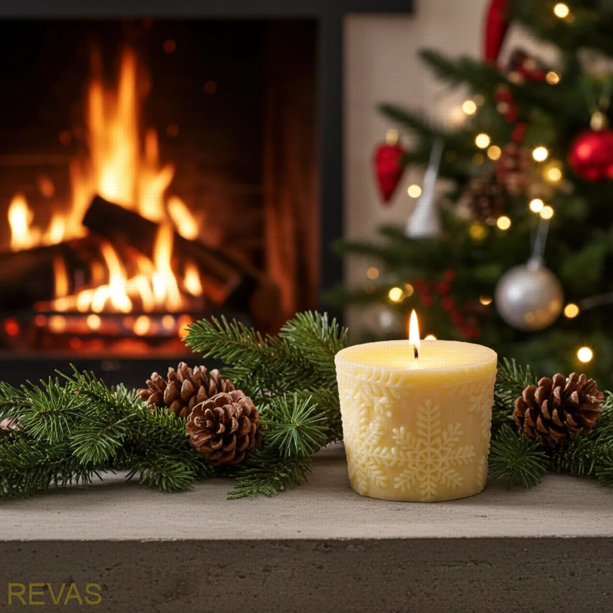 Svíčka válec vločky, výška 7 cm