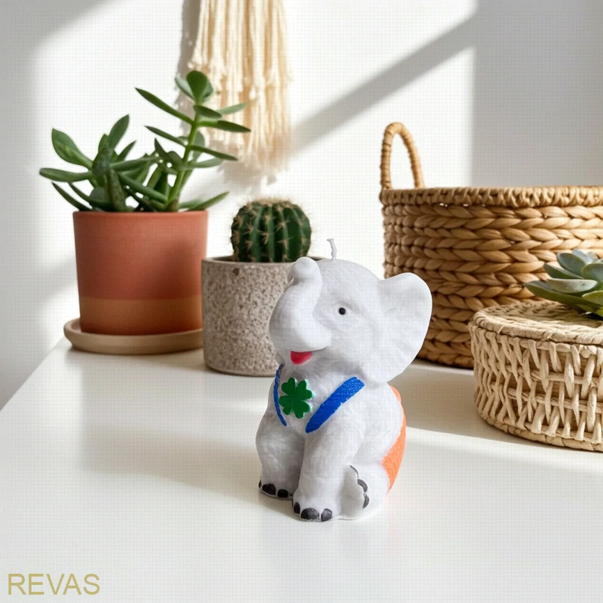 Ručně vyráběná svíčka slon pro štěstí z palmového vosku – originální dárek