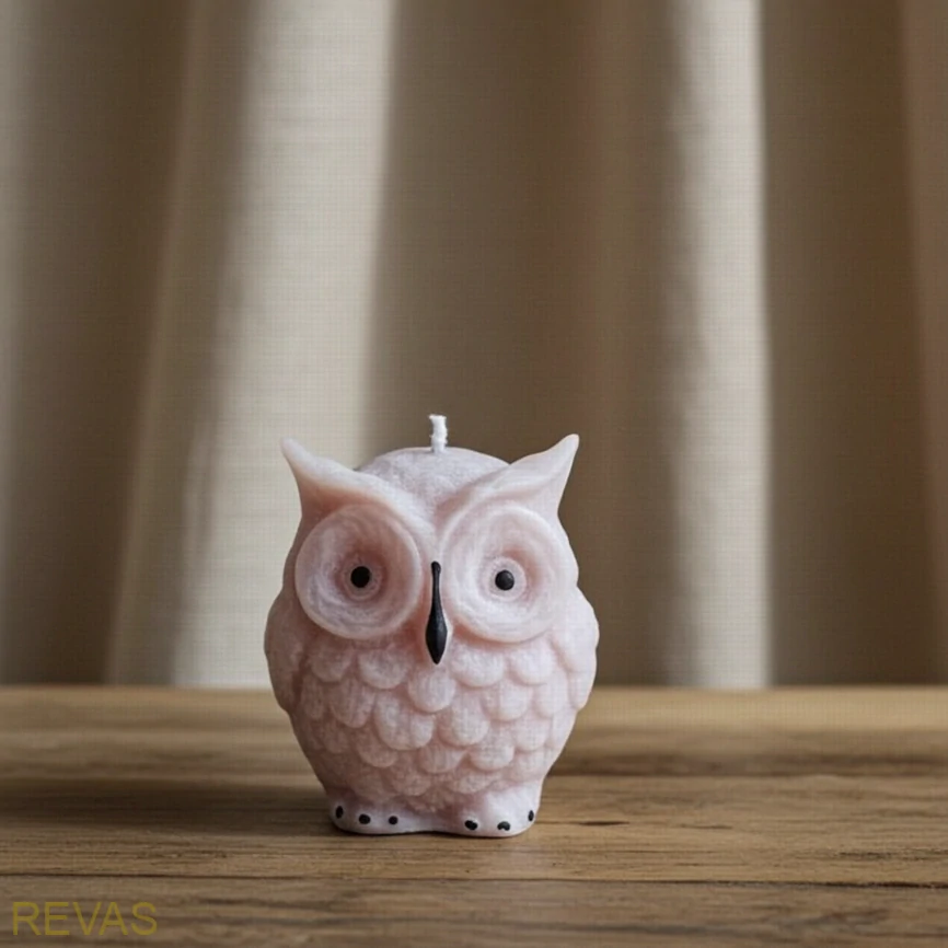 Svíčka sova malá, výška 4,5 cm palmový vosk