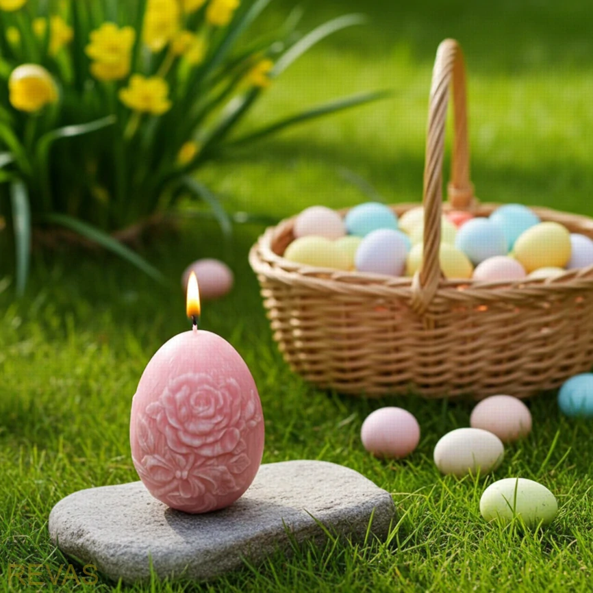 Svíčka velikonoční vajíčko KVĚTINA