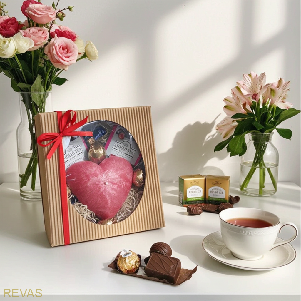 Dárková kazeta s ručně vyráběnou svíčkou srdce