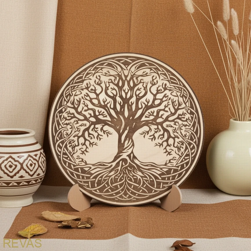 Strom života z buku - přírodní nástěnná dekorace na zed