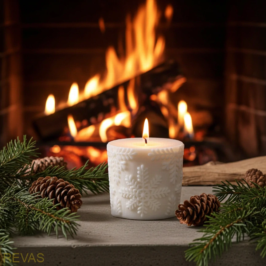 Svíčka válec vločky, výška 7 cm