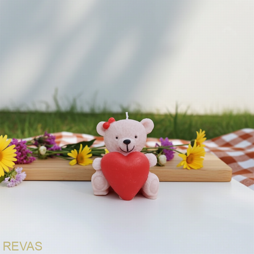 Svíčka medvídek holčička, výška 8 cm