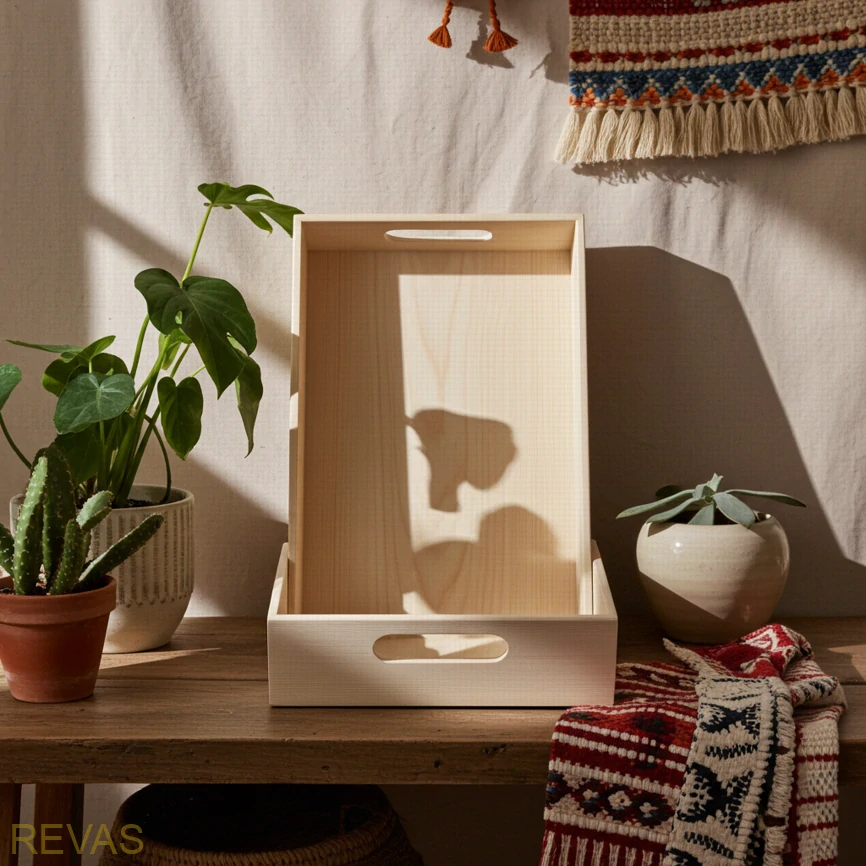 Dřevěný tác-podnos - d x š x v  34 x 25 x 5 cm