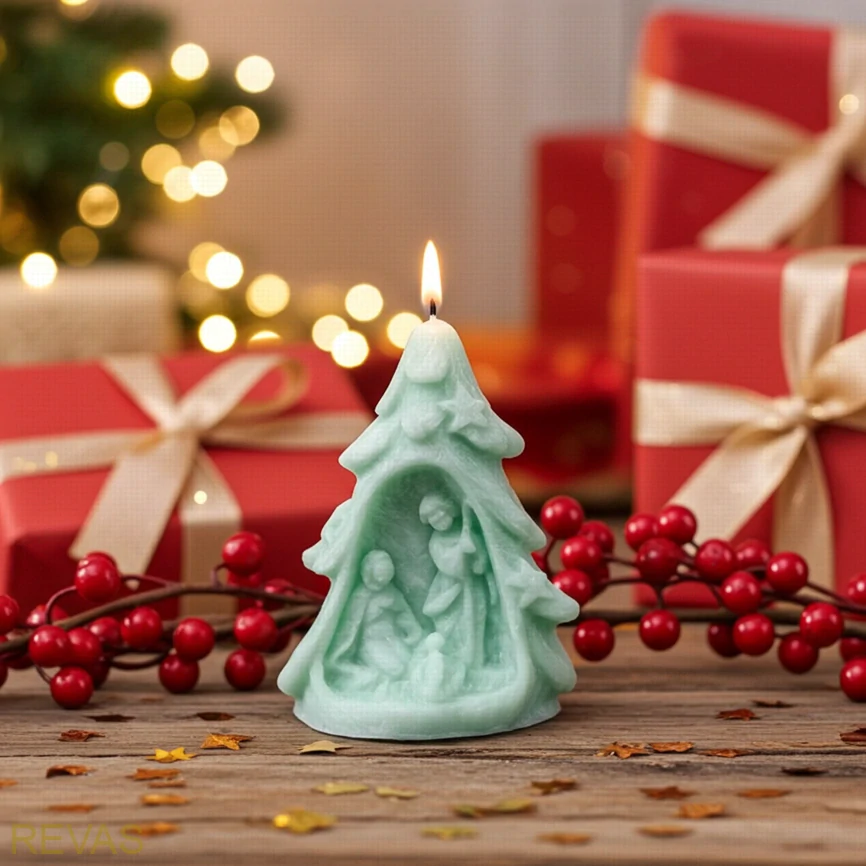 Svíčka stromeček betlém, výška 7 cm