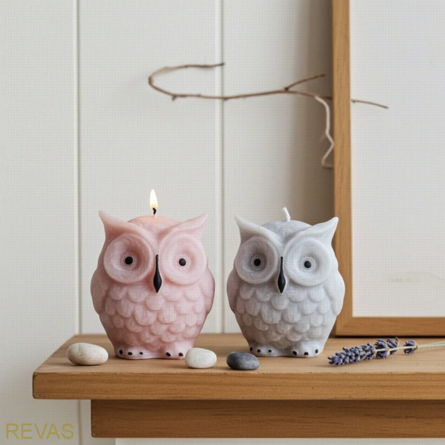 Svíčka sova malá, výška 4,5 cm palmový vosk