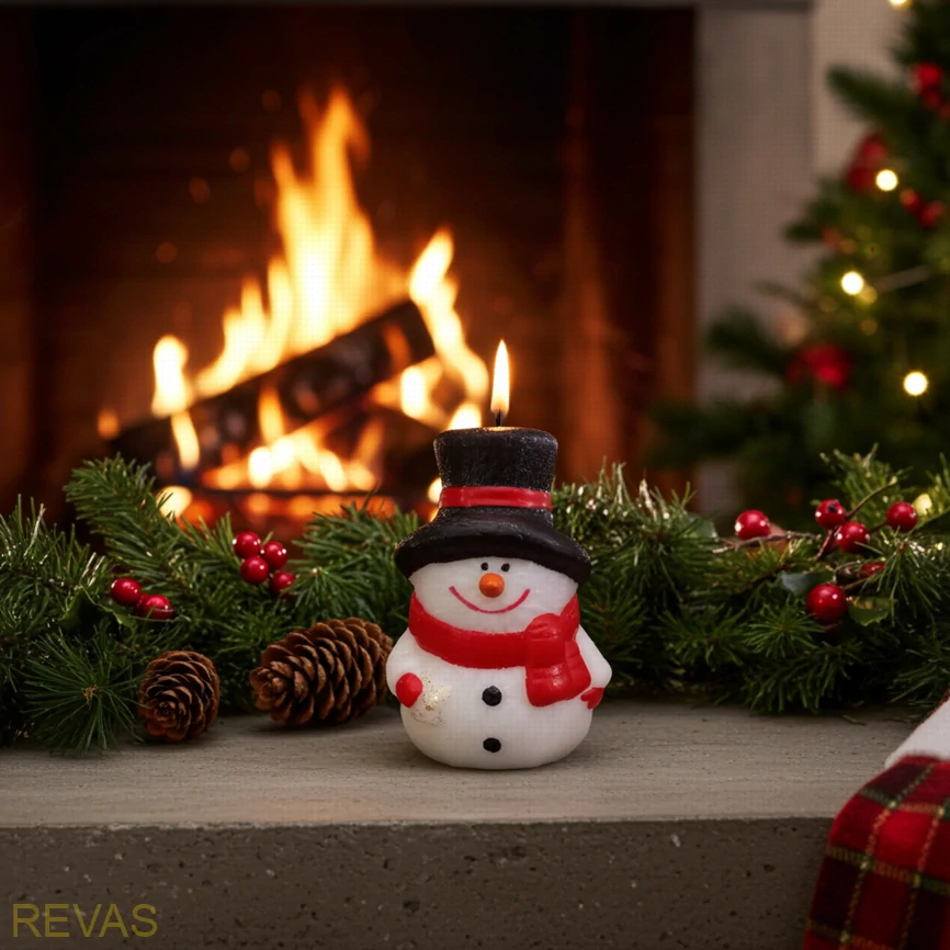 Svíčka veselý sněhuláček, výška 9,5 cm