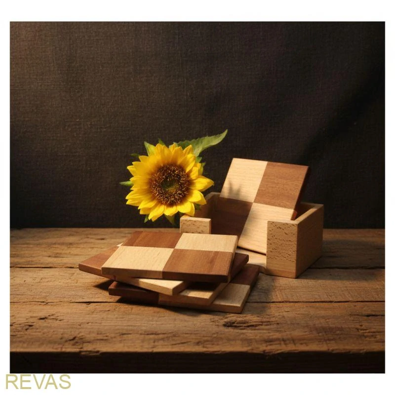 Sada dřevěných podtácků – 6 ks v dřevěné krabičce