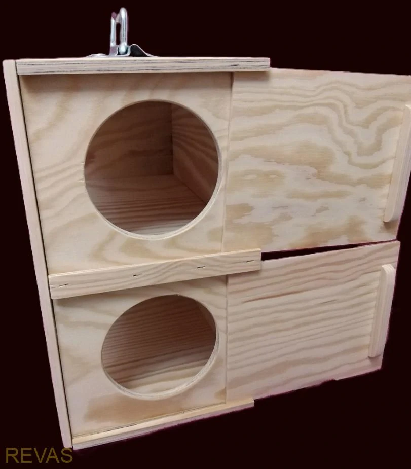 Dřevěná dvojpřepravka, přenoska pro ptáky, hlodavce, zakrslé králíky