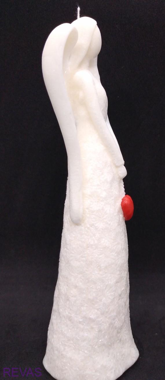 Svíčka Andělka se srdíčkem, výška 20 cm