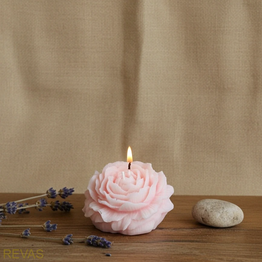 Ručně vyrobená svíčka pivonka z palmového vosku