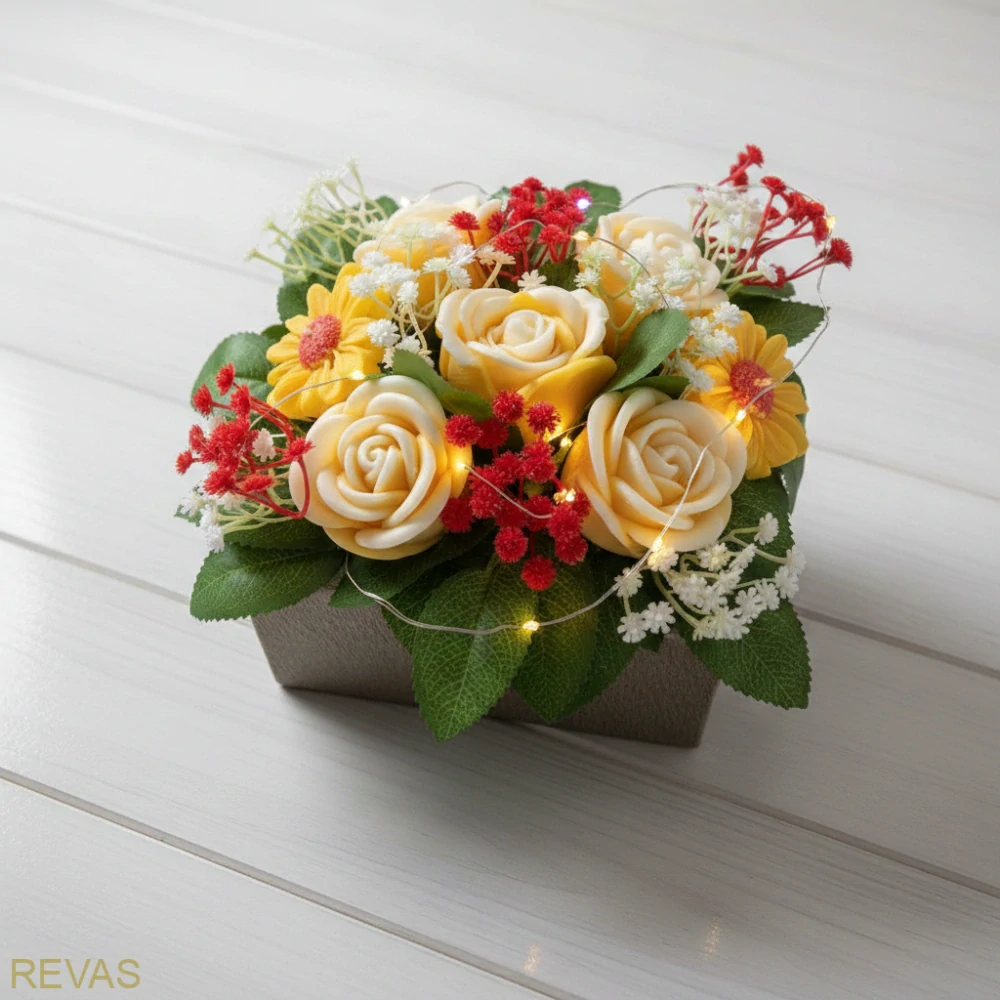 Dárková kytice ze svíček se světýlky