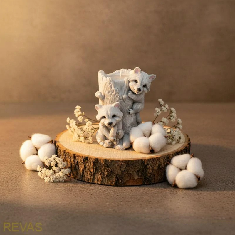 Svíčka Mýval a Mýval, výška 10 cm palmový vosk