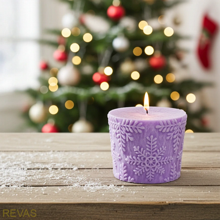 Svíčka válec vločky, výška 7 cm