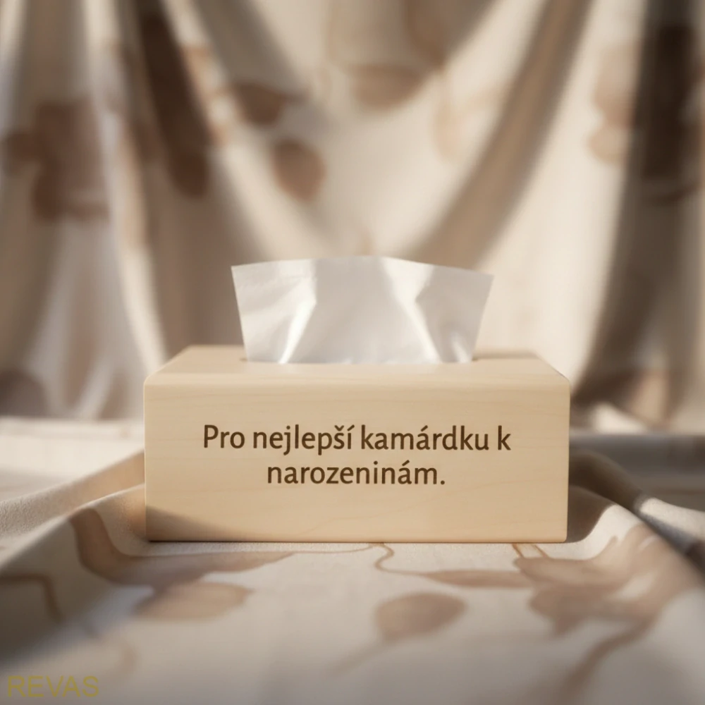 Dřevěná krabička na kapesníky KAPESNÍKOVNÍK, rozměr 24,5 x 13,5 x 9,5 cm