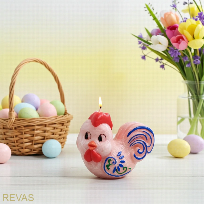 Svíčka kohoutek z palmového vosku 7,5 × 6,5 × 3 cm – velikonoční dekorace