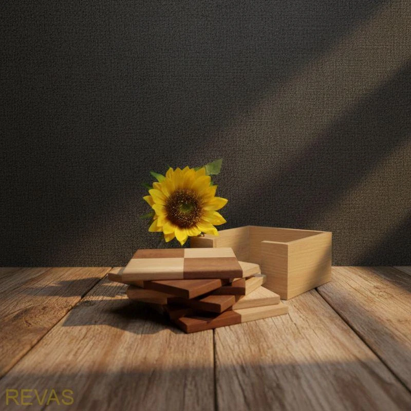 Sada dřevěných podtácků – 6 ks v dřevěné krabičce