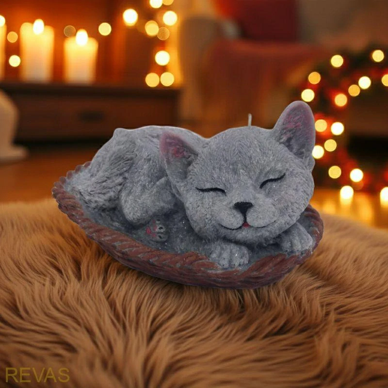 Svíčka kočička v košíčku