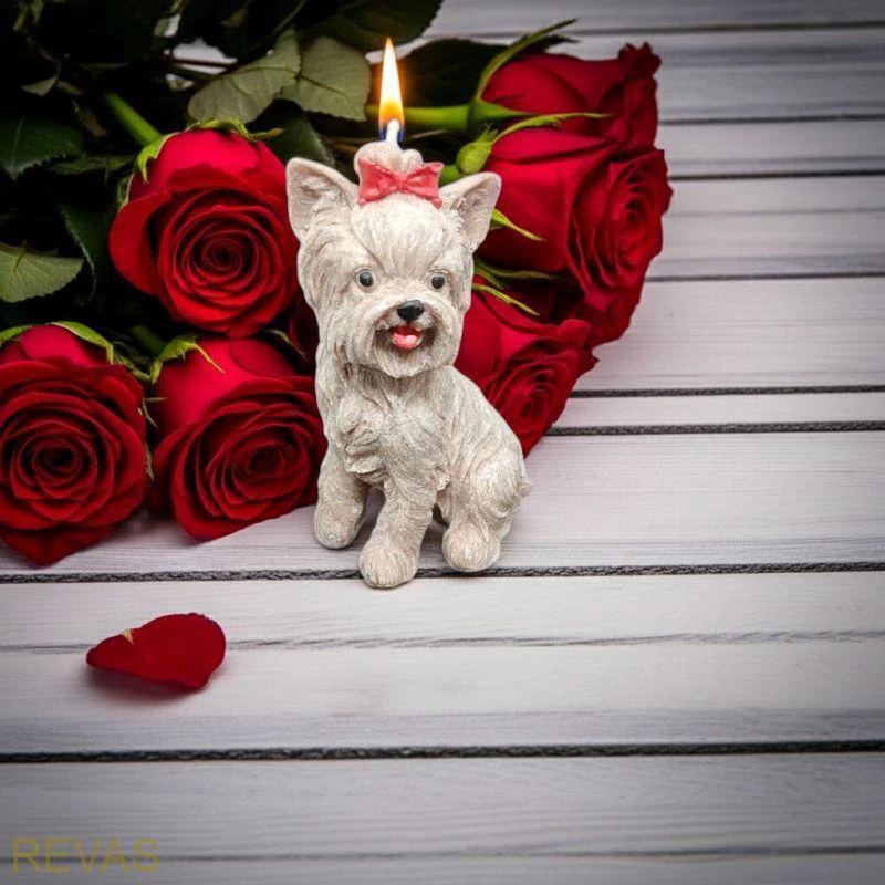 Svíčka pejsek JORKŠÍR, výška 13 cm