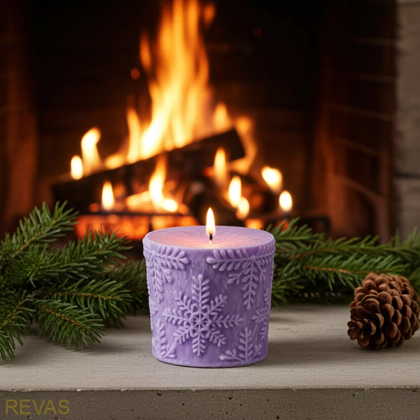 Svíčka válec vločky, výška 7 cm