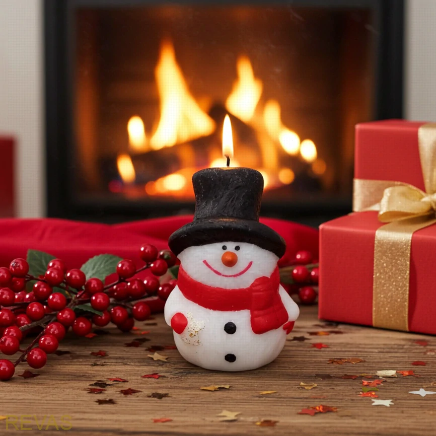 Svíčka veselý sněhuláček, výška 9,5 cm