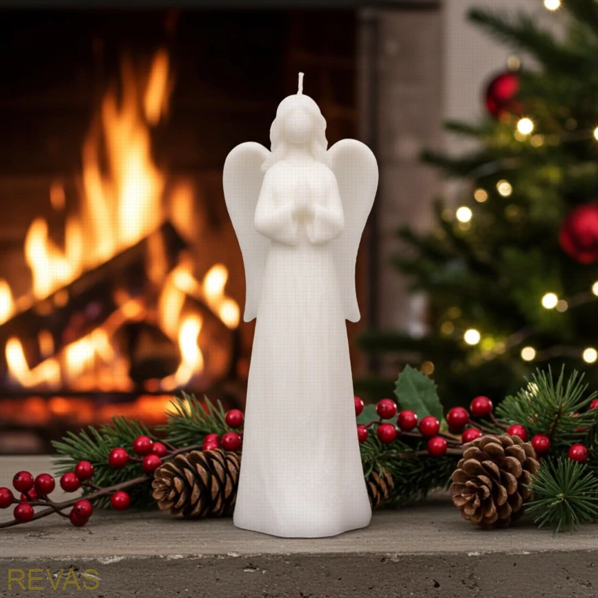 Svíčka andělka bílá, výška 19 cm