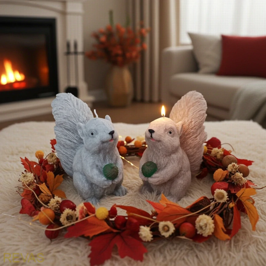 Svíčka veverka z palmového vosku, výška 10 cm