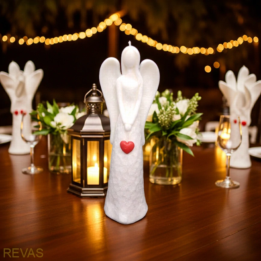 Svíčka Andělka se srdíčkem, výška 20 cm