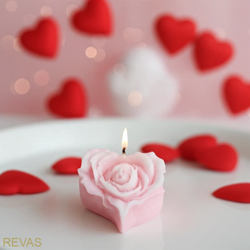 Svíčka Růže srdce z palmového vosku