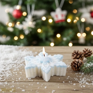 Svíčka sněhová vločka z palmového vosku 8 × 2,5 cm – vánoční dekorace