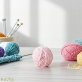 Svíčka z palmového vosku ve tvaru klubíčka vlny