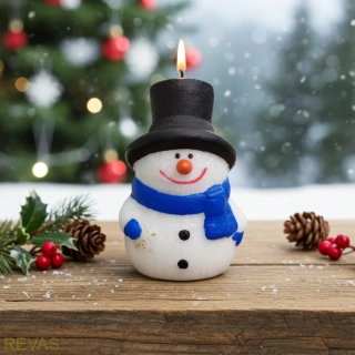 Svíčka veselý sněhuláček, výška 9,5 cm