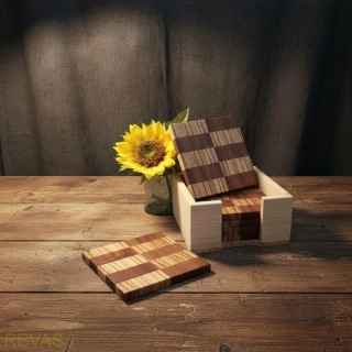 Sada dřevěných podtácků – 6 ks v dřevěné krabičce